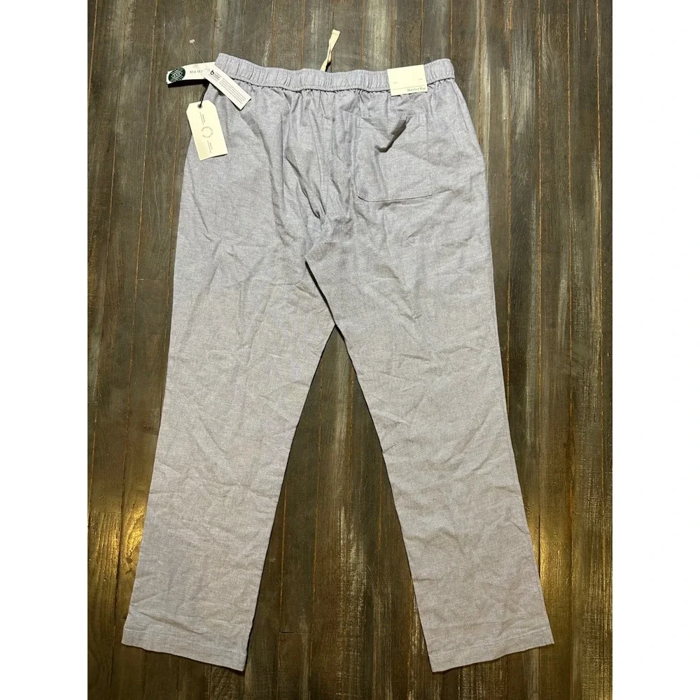 Hawker Rye Mens Refined Linen E-Waist Pant Blue Straight Leg XL-32